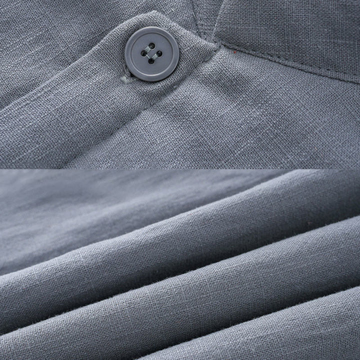 Buddha Stones冬用 メンズ フロッグボタン タンスーツ リネンコットン フリース裏地 ジャケット シャツ ポケット付き - image 5