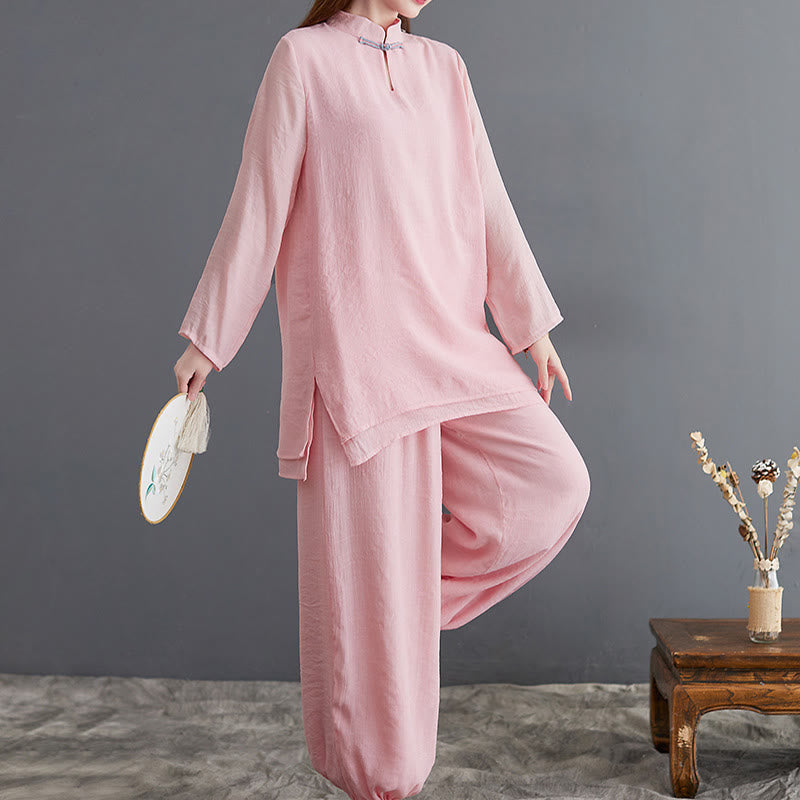 Buddha Stones 2点セット 無地 レディース 長袖 シャツ パンツ 瞑想服 セット