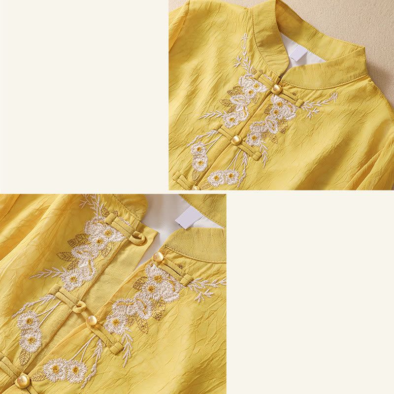 Buddha Stonesレディース フラワー刺繍 フロッグボタン シャツドレス ワイドレッグパンツ - image 13