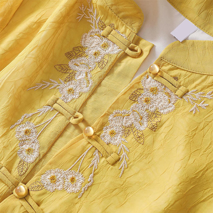 Buddha Stonesレディース フラワー刺繍 フロッグボタン シャツドレス ワイドレッグパンツ - image 5