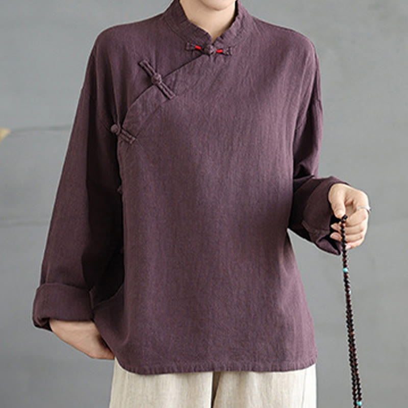 Buddha Stones無地 フロッグボタン 長袖 レディース シャツ - image 13