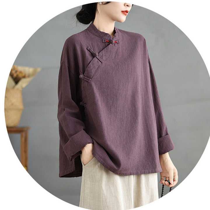 Buddha Stones無地 フロッグボタン 長袖 レディース シャツ - image 17