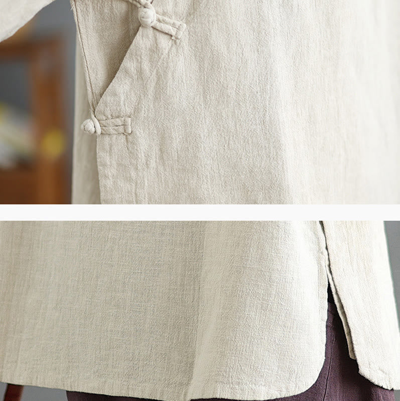 Buddha Stones無地 フロッグボタン 長袖 レディース シャツ - image 10