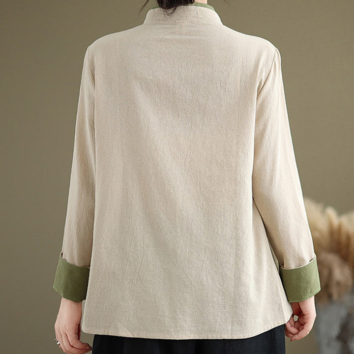 Buddha Stonesの秋の無地漢服長袖レースアップレディースシャツ - image 5