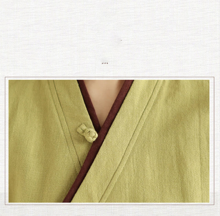 Buddha Stonesの秋の無地漢服長袖レースアップレディースシャツ - image 14