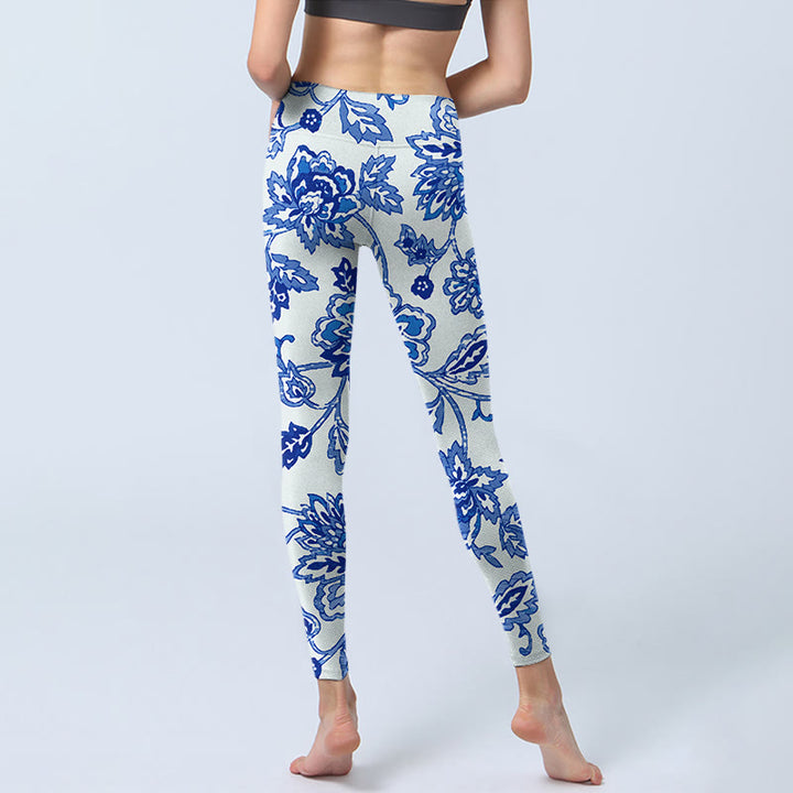 Buddha Stonesと花柄プリントのジムレギンス レディース ヨガパンツ - image 7