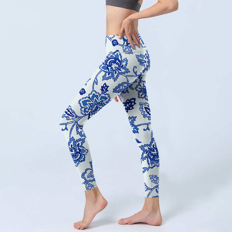 Buddha Stonesと花柄プリントのジムレギンス レディース ヨガパンツ - image 3