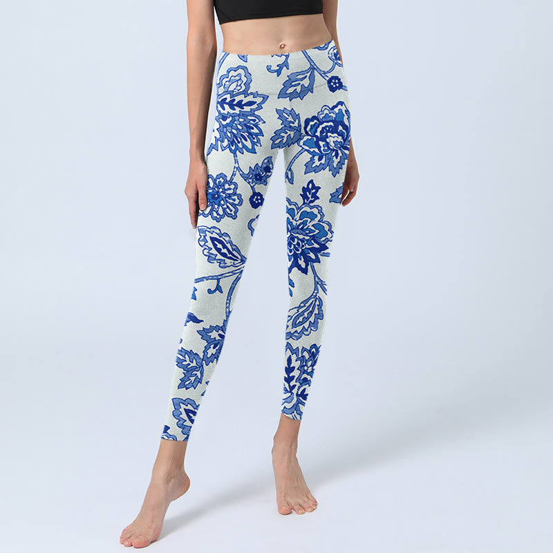 Buddha Stonesと花柄プリントのジムレギンス レディース ヨガパンツ - image 6