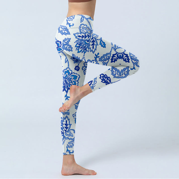 Buddha Stonesと花柄プリントのジムレギンス レディース ヨガパンツ - image 4