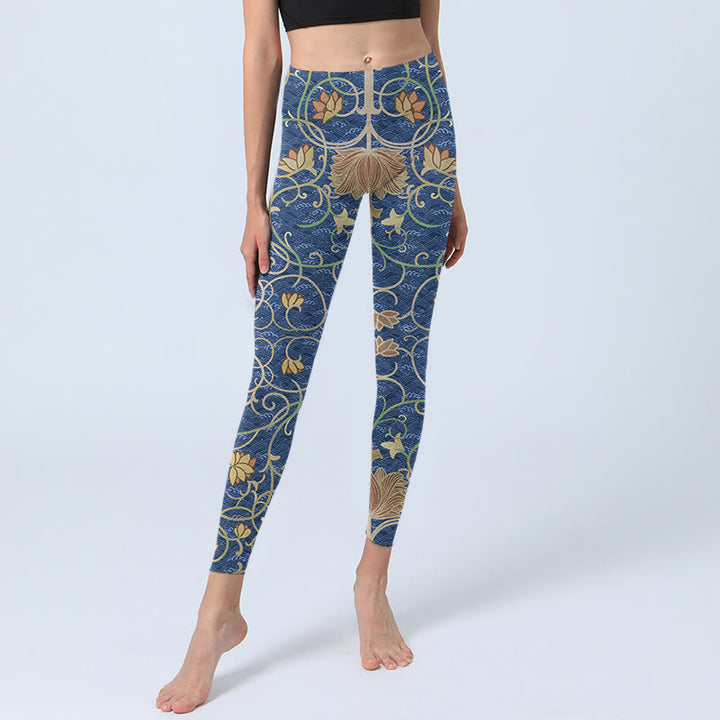 Buddha Stonesと蓮の花のプリントジムレギンスレディースヨガパンツ - image 6