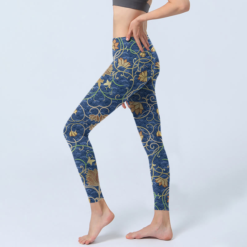 Buddha Stonesと蓮の花のプリントジムレギンスレディースヨガパンツ - image 3