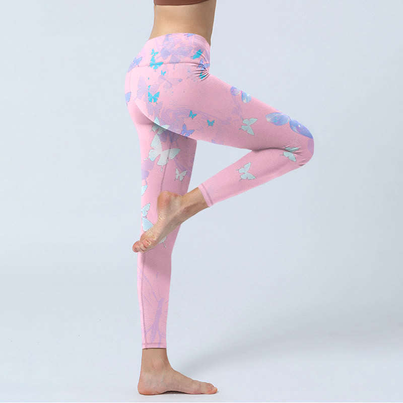 Buddha Stonesバタフライプリント ジムレギンス レディース ヨガパンツ - image 4