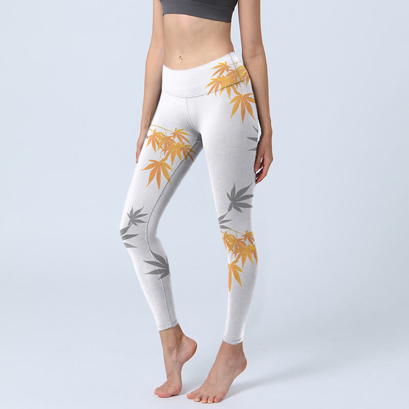 Buddha Stonesメープル ジムレギンス レディース ヨガパンツ - 白 - US18、 UK/AU22、 EU50 (4XL) - image 1