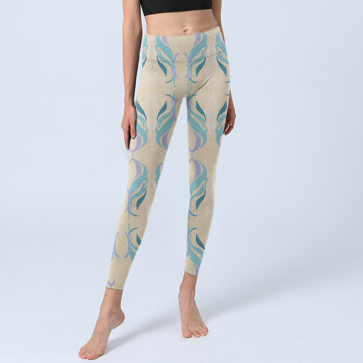 Buddha Stonesブルー パープル グリーン ライン ジムレギンス レディース ヨガパンツ - image 6