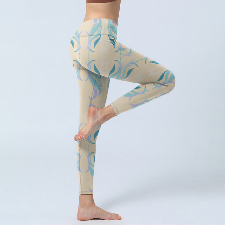 Buddha Stonesブルー パープル グリーン ライン ジムレギンス レディース ヨガパンツ - image 4