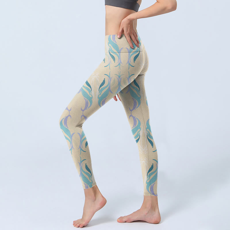 Buddha Stonesブルー パープル グリーン ライン ジムレギンス レディース ヨガパンツ - image 3
