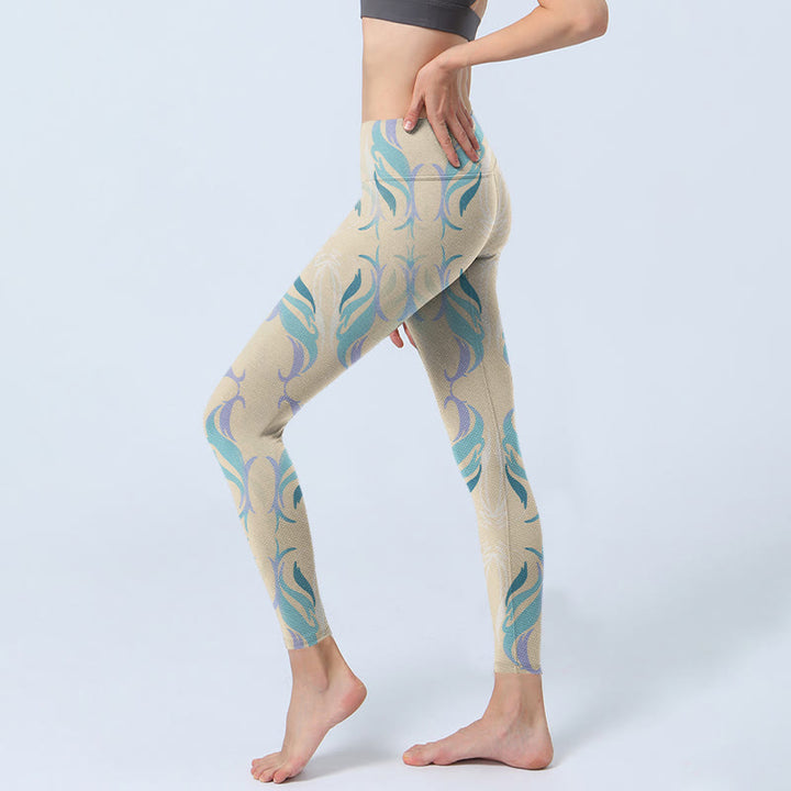 Buddha Stonesブルー パープル グリーン ライン ジムレギンス レディース ヨガパンツ - image 3