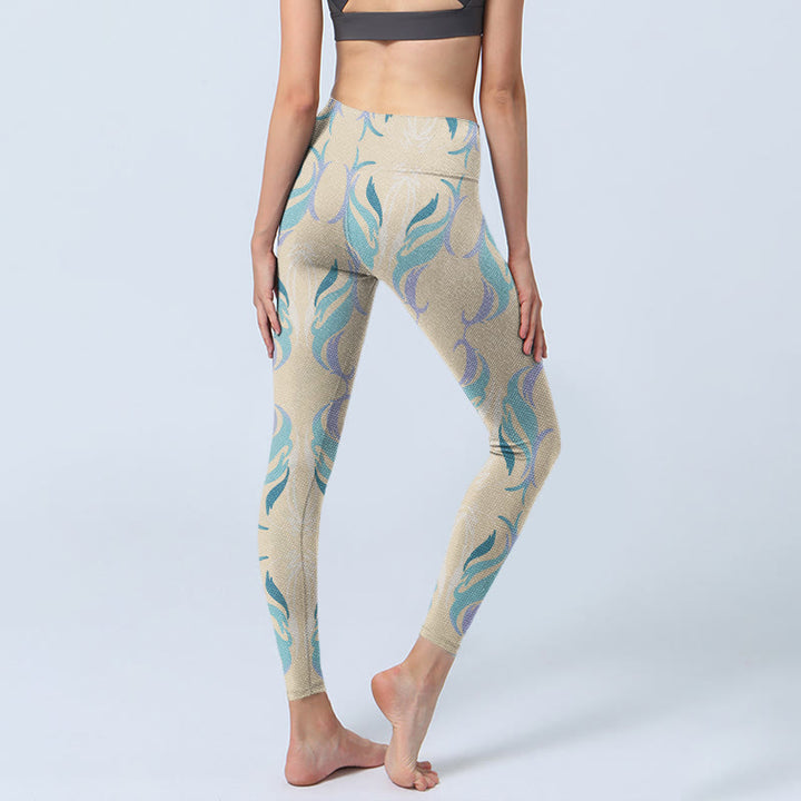 Buddha Stonesブルー パープル グリーン ライン ジムレギンス レディース ヨガパンツ - image 5
