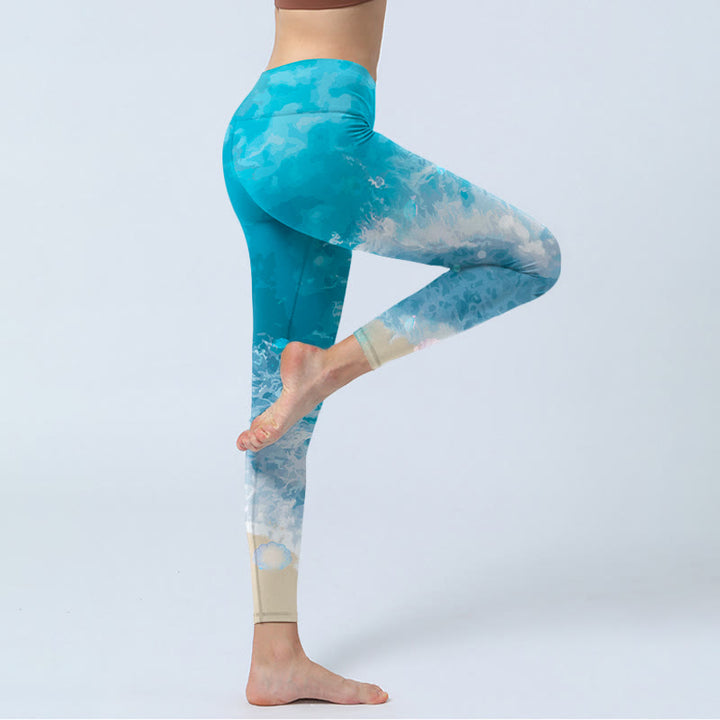 Buddha Stonesオーシャンウェーブ フィッシュ ジムレギンス レディース ヨガパンツ - image 3