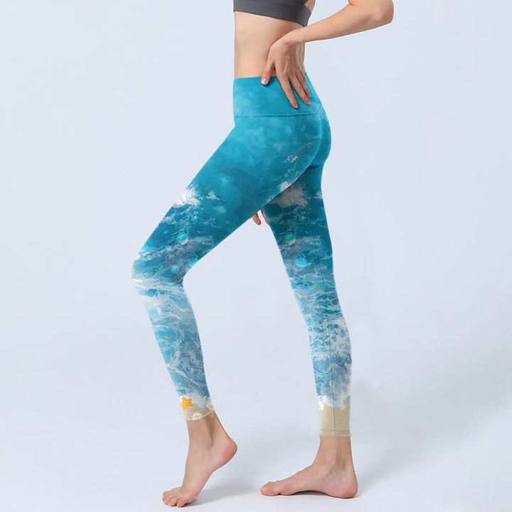 Buddha Stonesオーシャンウェーブ フィッシュ ジムレギンス レディース ヨガパンツ - image 4