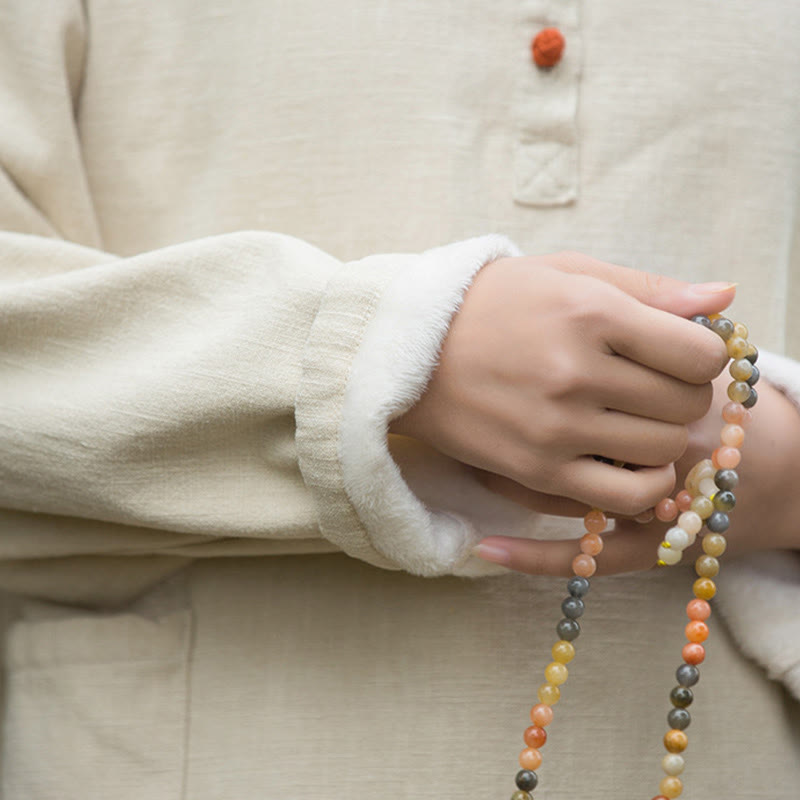 Buddha Stonesレトロ 無地 サーマル 長袖 ラミー リネン レディース シャツ - image 8