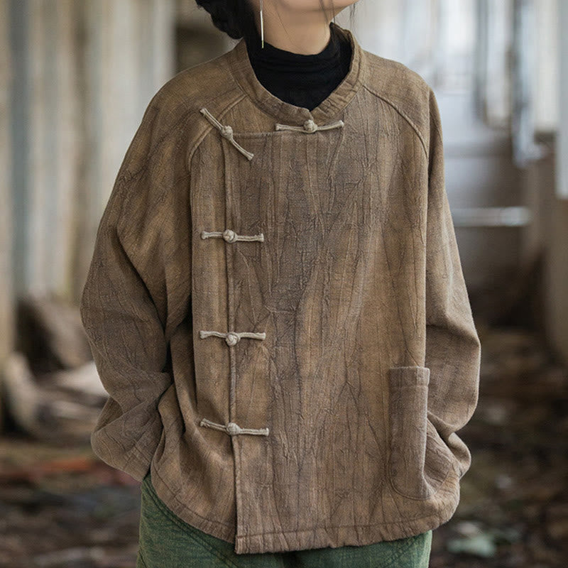 Buddha Stones無地 フロッグボタン サーマル 長袖 ラミー リネン レディース シャツ - ペルー - US4-12、 UK/AU8-16、 EU36-44 (F) - image 10