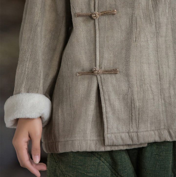 Buddha Stones無地 フロッグボタン サーマル 長袖 ラミー リネン レディース シャツ - image 9