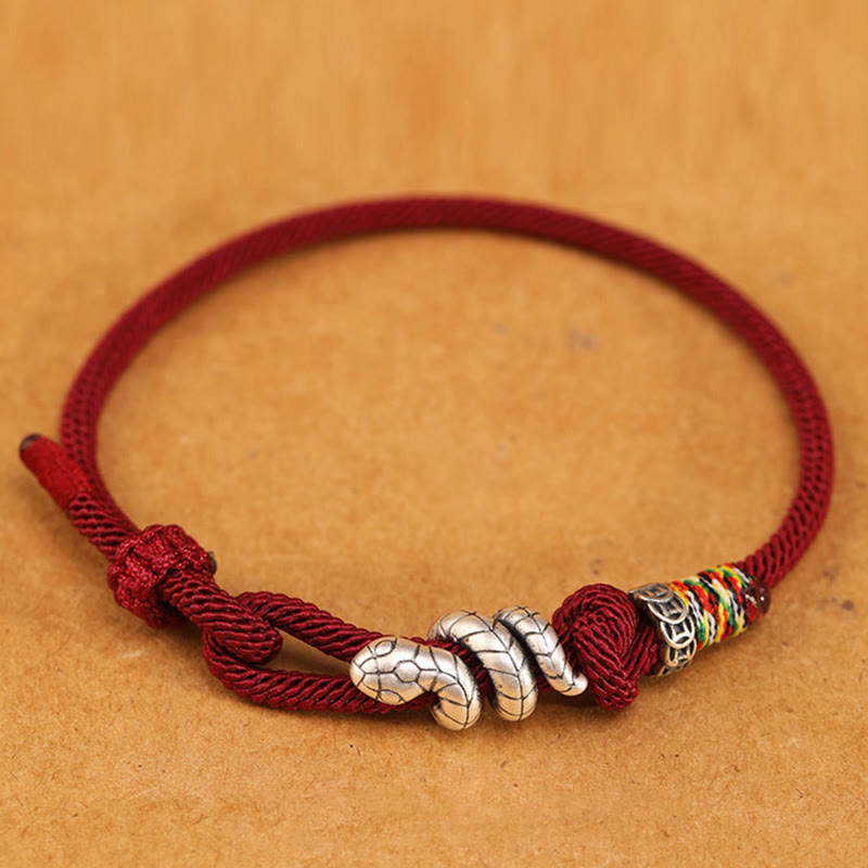 Buddha Stones赤紐925 スターリングシルバー 蛇年 コインリング 蛇の幸運ブレスレット - image 2