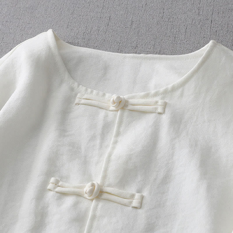 Buddha Stones無地ボタン長袖レディースシャツ - image 3