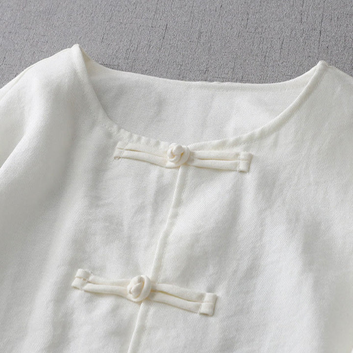 Buddha Stones無地ボタン長袖レディースシャツ - image 3