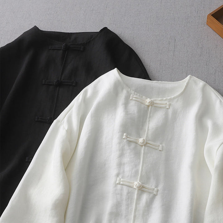 Buddha Stones無地ボタン長袖レディースシャツ - image 10