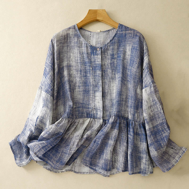 Buddha Stonesタイダイボタン 長袖コットンシャツ - コーンフラワーブルー - US8-10，UK/AU12-14，EU40-42 (2XL) - image 0