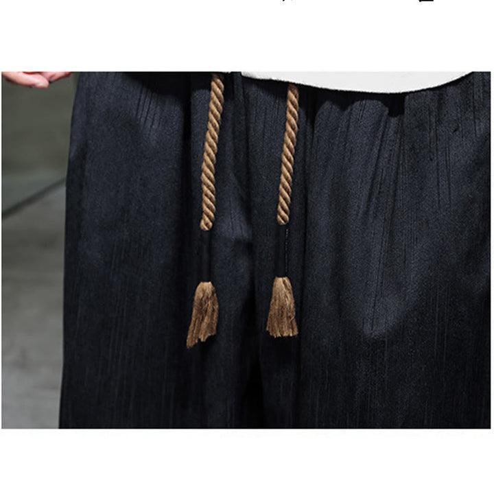 Buddha Stones無地コーデュロイドローストリングサーマルメンズハーレムパンツ（ポケット付き） - image 19