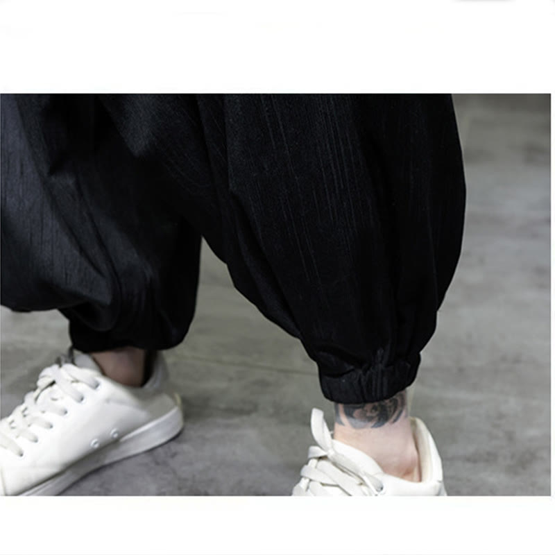 Buddha Stones無地コーデュロイドローストリングサーマルメンズハーレムパンツ（ポケット付き） - image 18