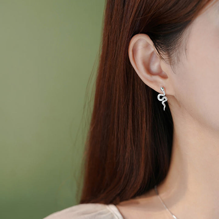 Buddha Stones925スターリングシルバー 蛇年 バランスネックレス ペンダント イヤリングセット