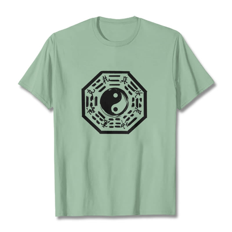 Buddha Stones八卦柄コットンTシャツ - 淡い緑色 - 2XL - image 14