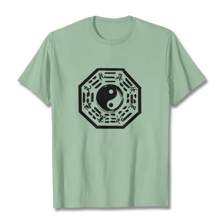 Buddha Stones八卦柄コットンTシャツ - 淡い緑色 - 2XL - image 14