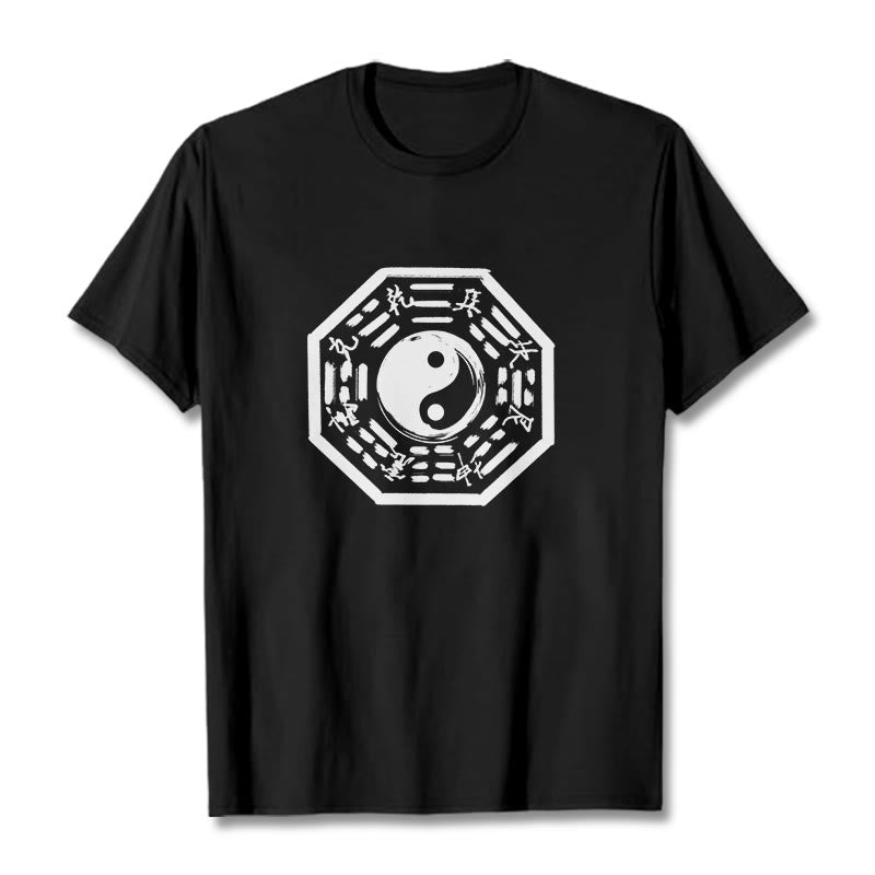 Buddha Stones八卦柄コットンTシャツ - 黒 - 2XL - image 0