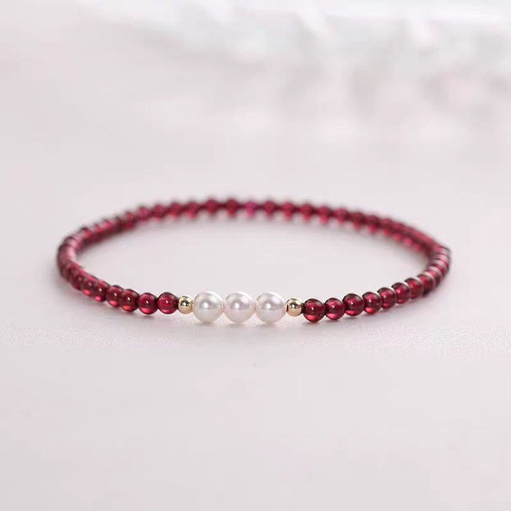 天然小粒ガーネット パールビーズ 4mm 守護 開運 ブレスレット 14~16cm | Buddha Stones
