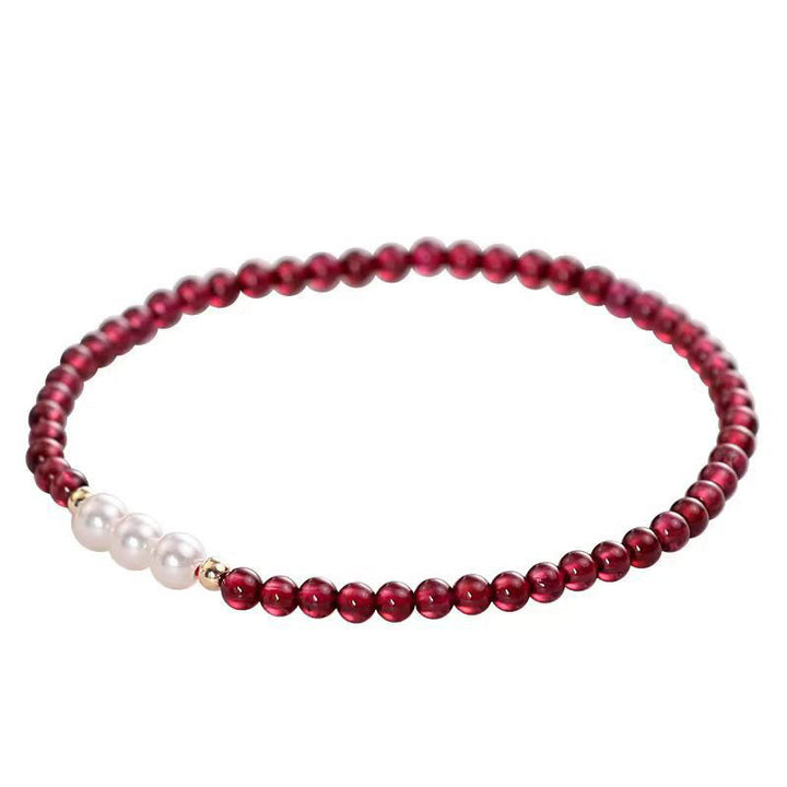 天然小粒ガーネット パールビーズ 4mm 守護 開運 ブレスレット 14~16cm | Buddha Stones