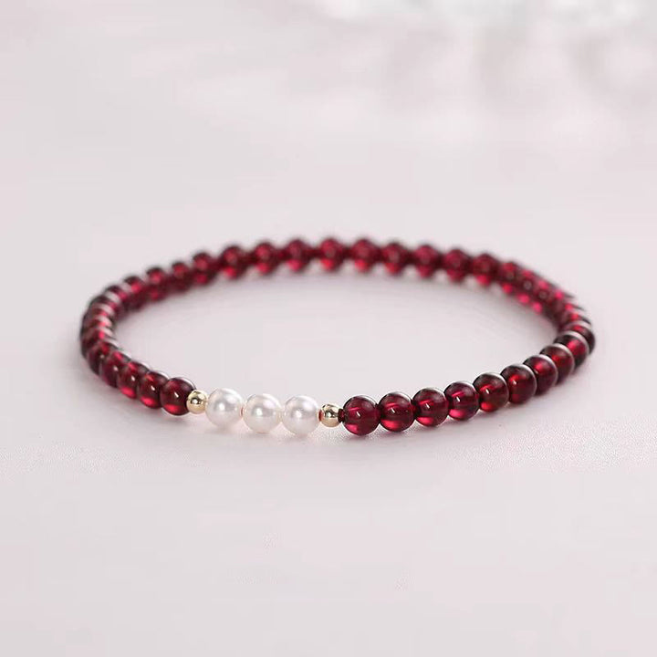 天然小粒ガーネット パールビーズ 4mm 守護 開運 ブレスレット 14~16cm | Buddha Stones