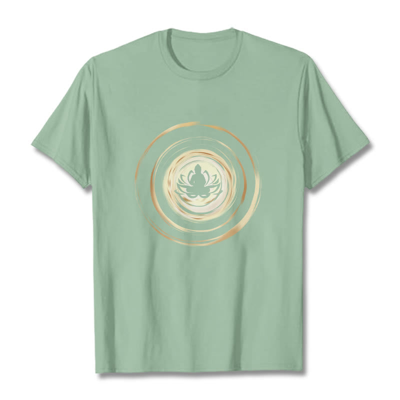 Buddha Stones瞑想仏蓮柄Tシャツ - ペールグリーン - 2XL - image 15