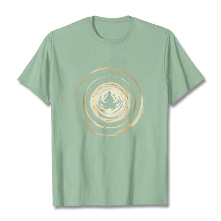 Buddha Stones瞑想仏蓮柄Tシャツ - ペールグリーン - 2XL - image 15