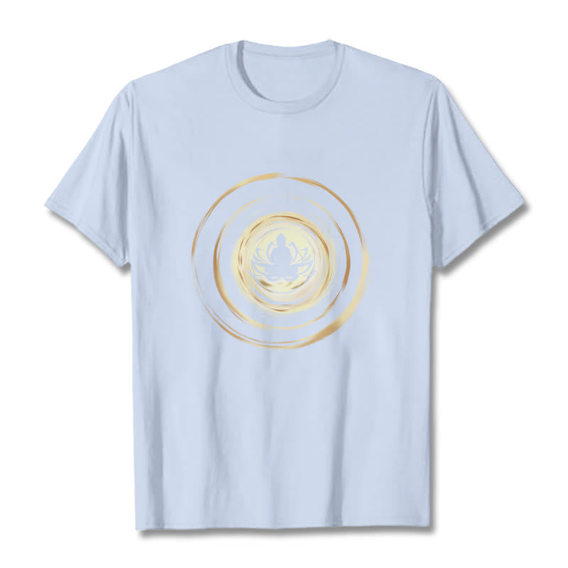 Buddha Stones瞑想仏蓮柄Tシャツ - ライトシアン - 2XL - image 18