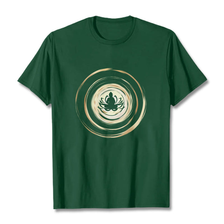 Buddha Stones瞑想仏蓮柄Tシャツ - フォレストグリーン - 2XL - image 10