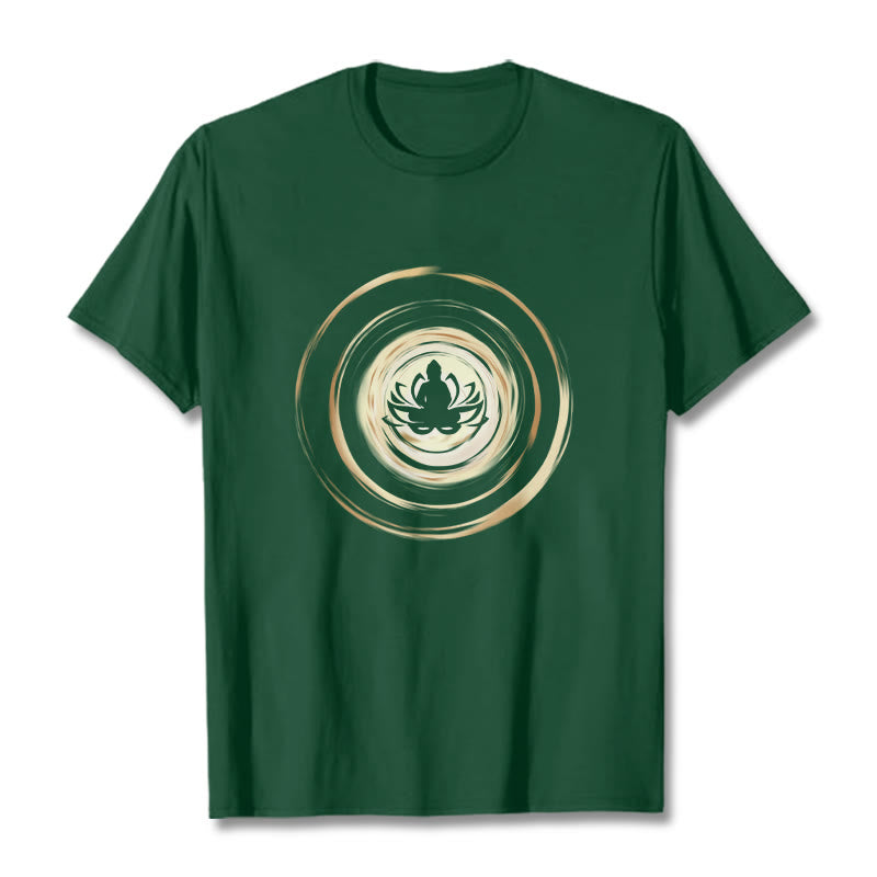 Buddha Stones瞑想仏蓮柄Tシャツ - フォレストグリーン - 2XL - image 11