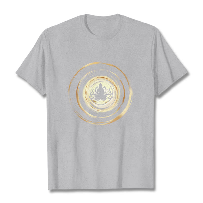 Buddha Stones瞑想仏蓮柄Tシャツ - ライトグレー - 2XL - image 20