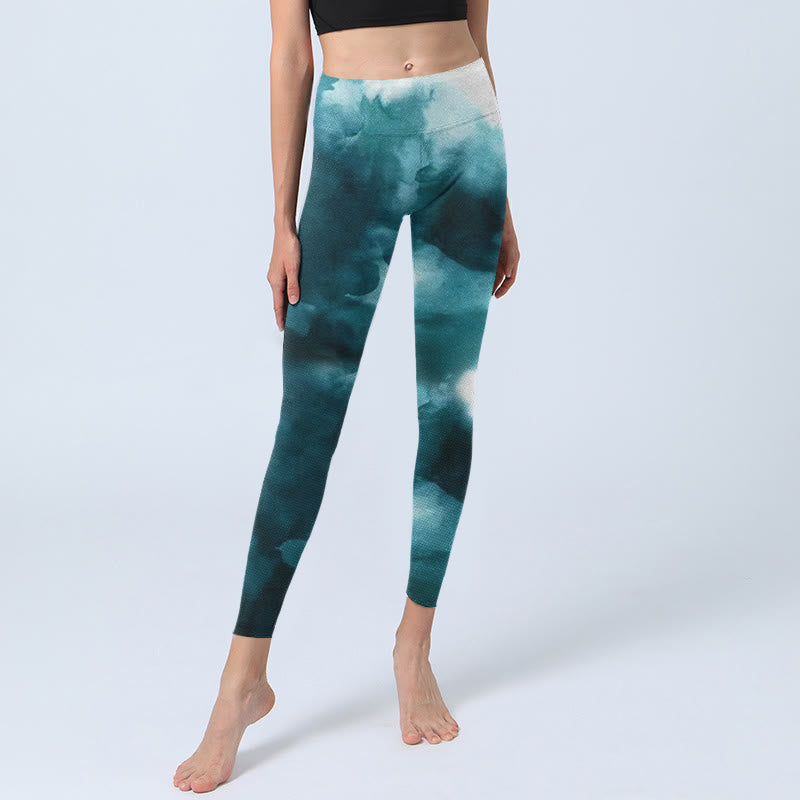 Buddha Stonesダークグリーン クラウド ジムレギンス レディース ヨガパンツ - image 6