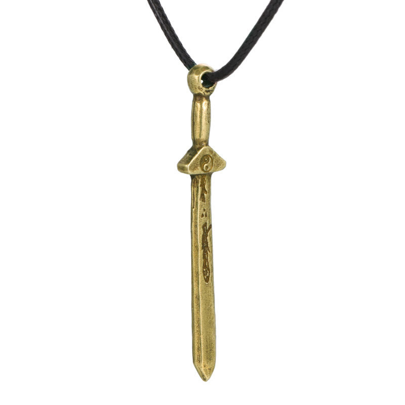 Buddha Stonesヴィンテージ陰陽銅真鍮剣バランスネックレスペンダント - image 8