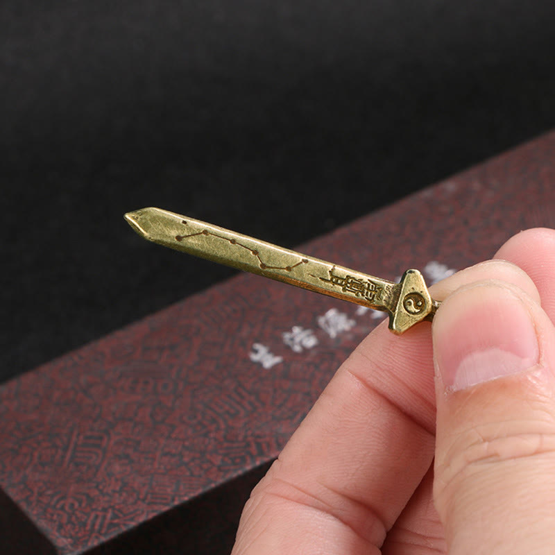 Buddha Stonesヴィンテージ陰陽銅真鍮剣バランスネックレスペンダント - image 4